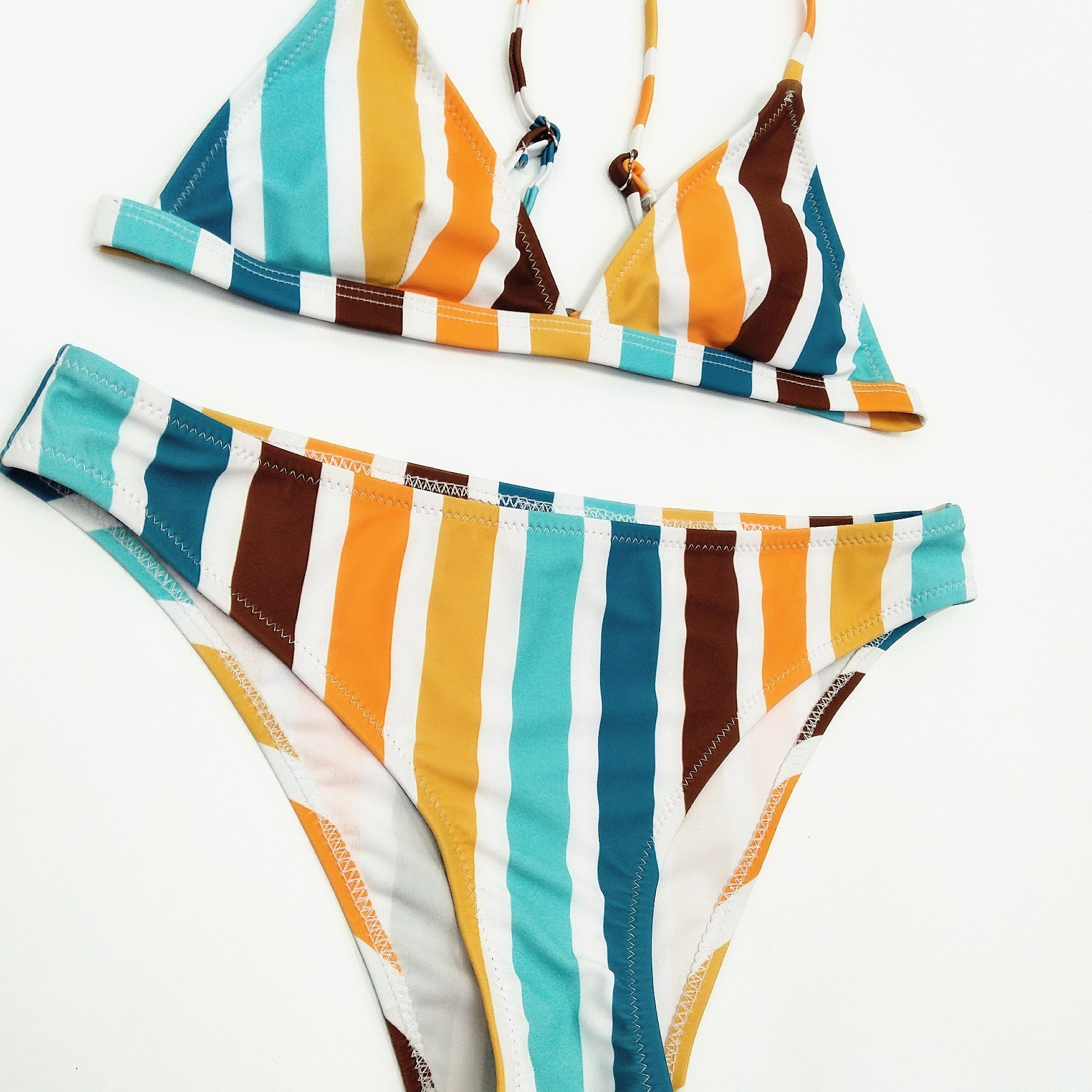 Rainbow Gray Striped Printed Swimsuit Triangle Bikini Sexy Split Swimsuit Bella Mia